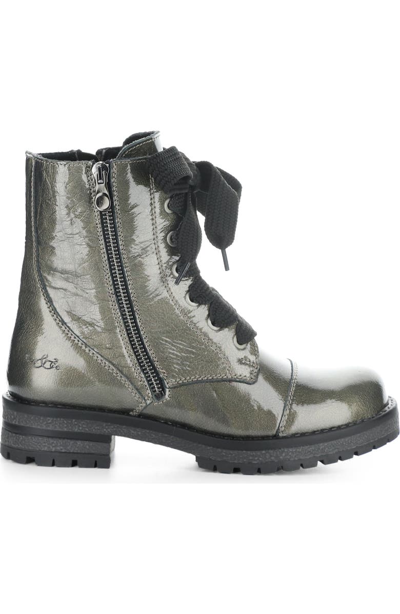Bos. & Co. Paulie Waterproof Lace-Up Bootie, Alternate, color, Pewter Mascara Patent
