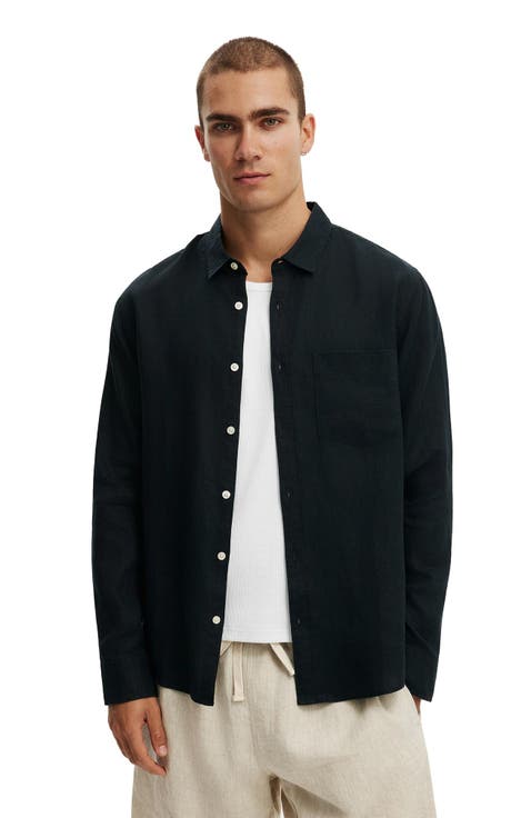 Men's Relaxed Linen Long Sleeve Shirt