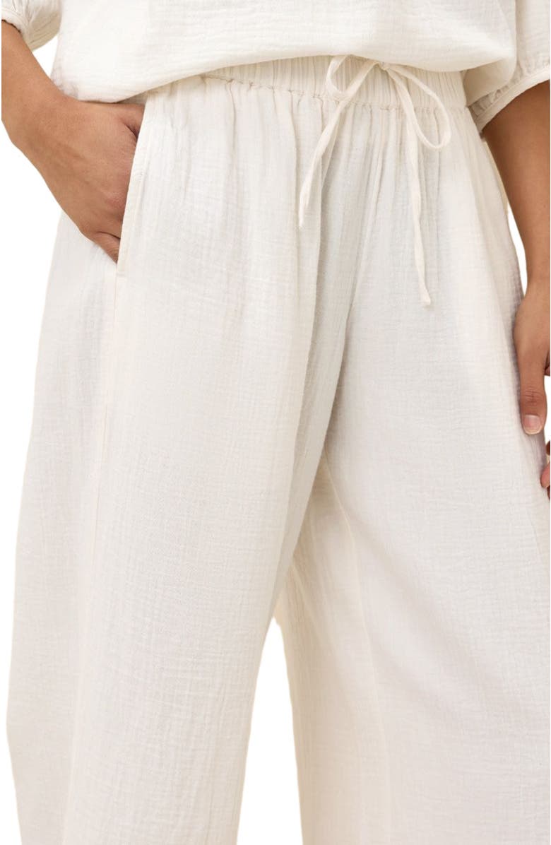 Pact Organic Cotton Coastal Double Gauze Split Hem Pant, Main, color, Sea Salt