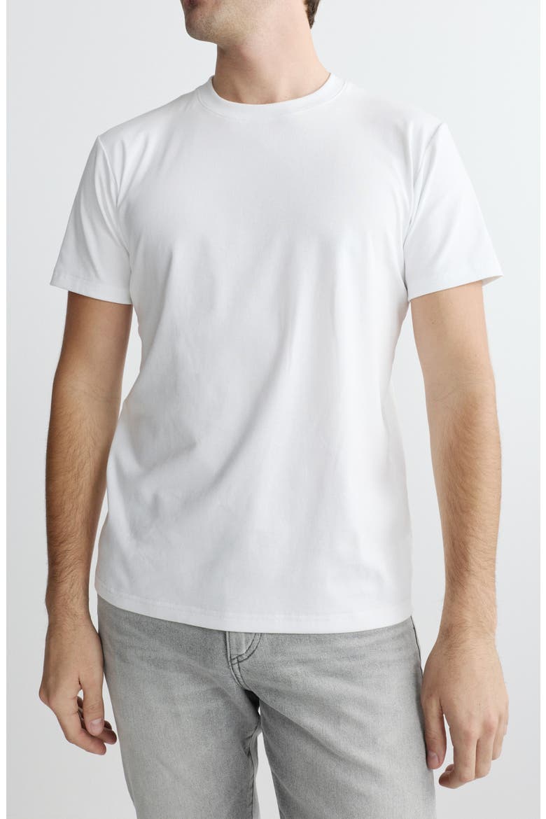Stretch Cotton Rib Crewneck T-Shirt, Main, color, WHITE