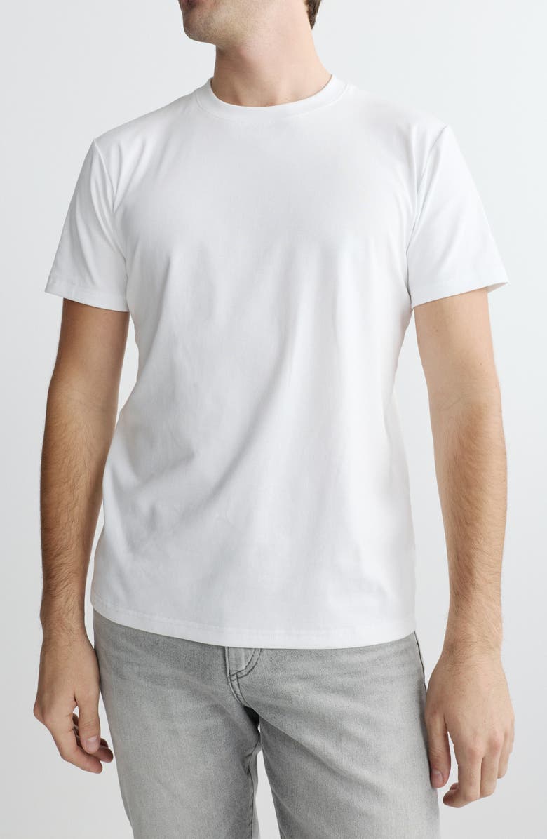 DL1961 Stretch Cotton Rib Crewneck T-Shirt, Main, color, White