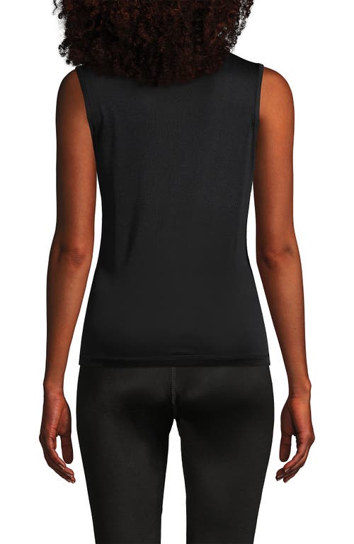 Lands' End Petite Silk Interlock Thermal Long Underwear Base Layer Tank Top In Black