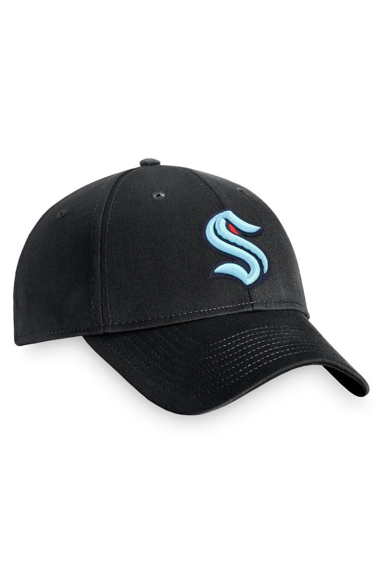 FANATICS Men's Fanatics Black Seattle Kraken Logo Core Adjustable Hat, Alternate, color, 