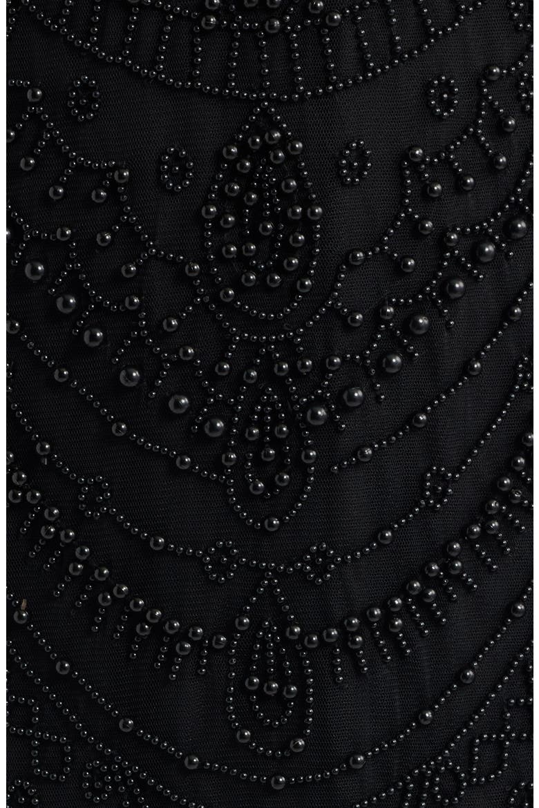 Beaded Cold Shoulder Gown, Alternate, color, BLACK