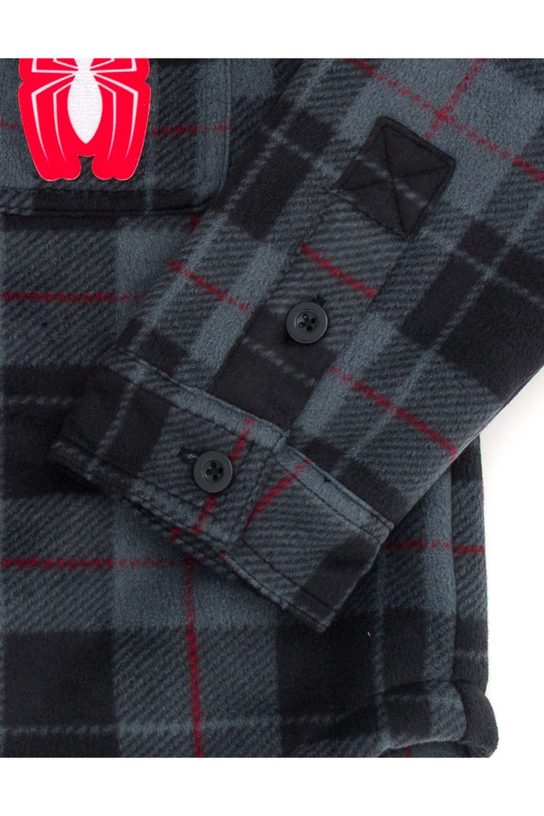 Spider-Man Fleece Hooded Shirt Jacket, Alternate, color, Black Red Spider Man