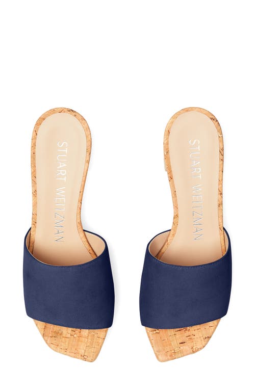 Stuart Weitzman Square High Suede Platform Sandals In Nice Blue