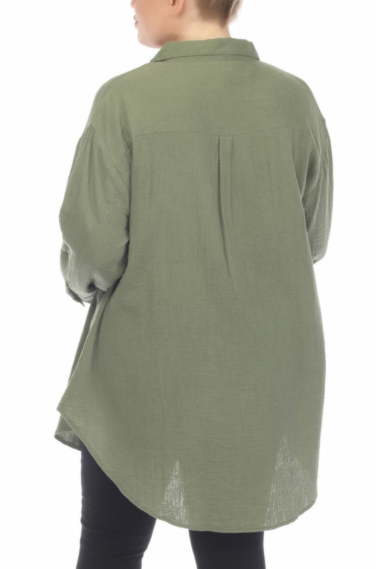 Gauze Button-Up Shirt, Alternate, color, OLIVE
