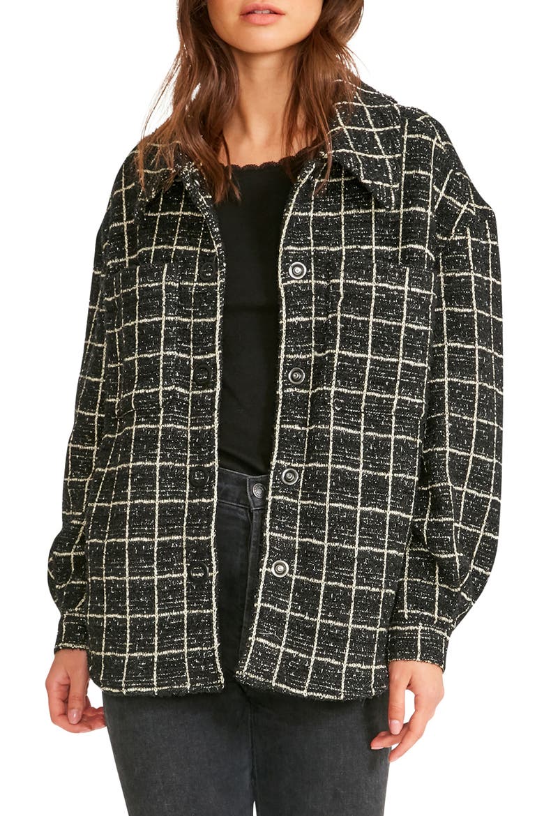 Window Seat Tweed Shirt Jacket, Main, color, BLACK