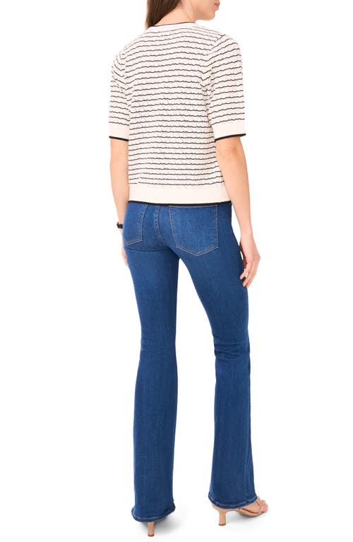 Halogenr Halogen(r) Stripe Pointelle Cotton Button-up Sweater