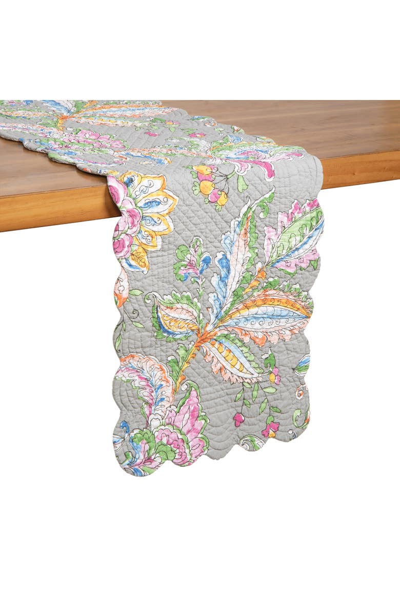 Frey Quilted Reversible Colorful Paisley Table Runner 14" x 51", Alternate, color, Grey