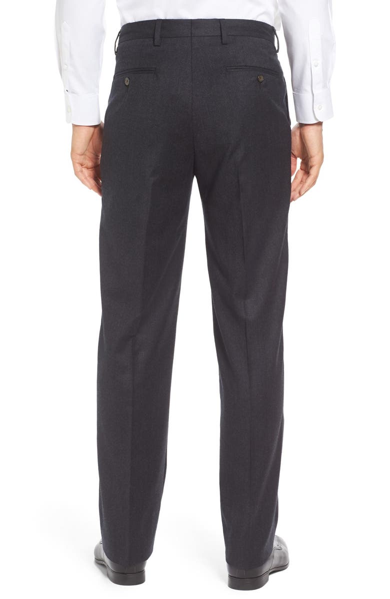 Berle Lightweight Flannel Flat Front Classic Fit Dress Trousers, Alternate, color, Charcoal