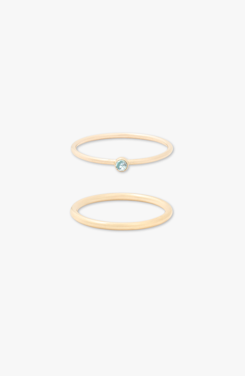 March Birthstone 14k Gold Filled Dainty Ring Stacking Set