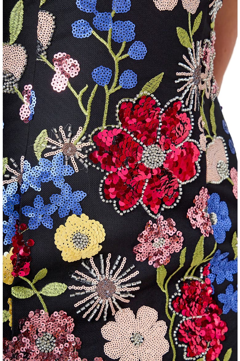 Floral Sequin Strapless Minidress, Alternate, color, BLACK MULTI