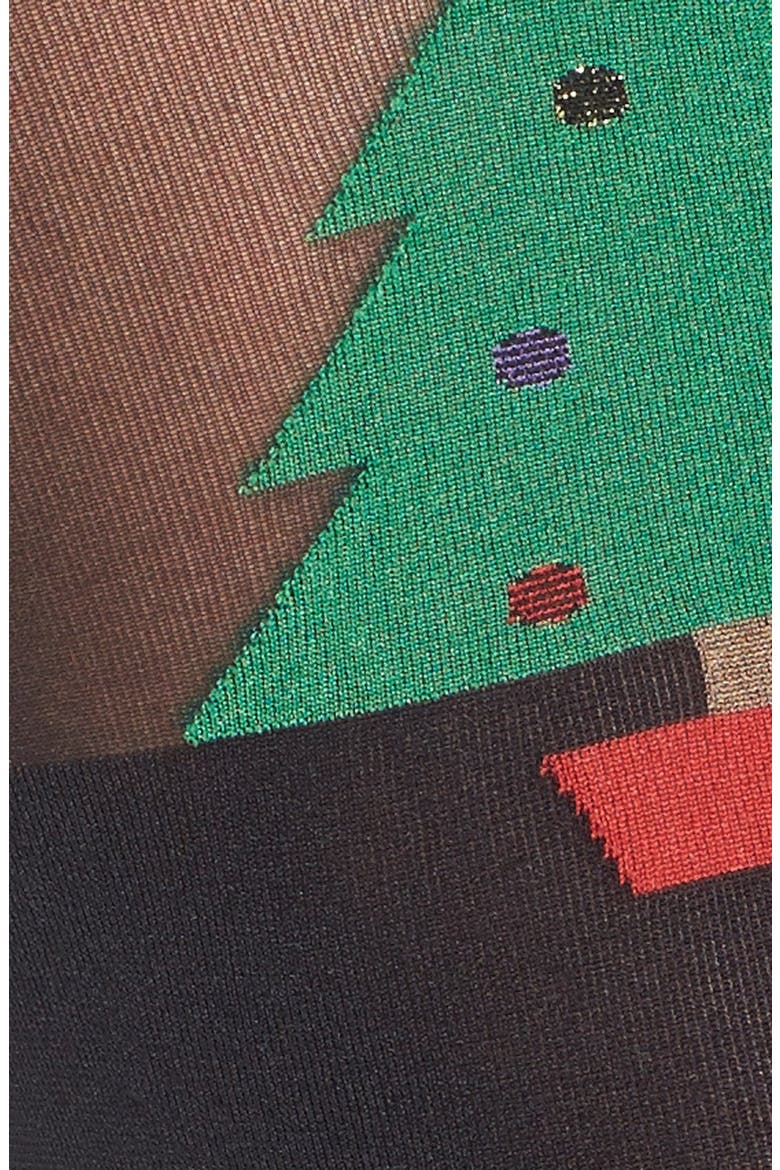 'Christmas Tree' Tights, Alternate, color, BLACK