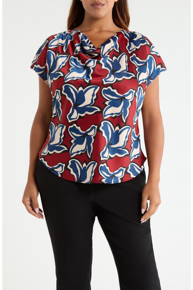 Floral Cowl Neck Top, Main, color, RUST MULTI