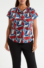 Anne Klein Floral Cowl Neck Top