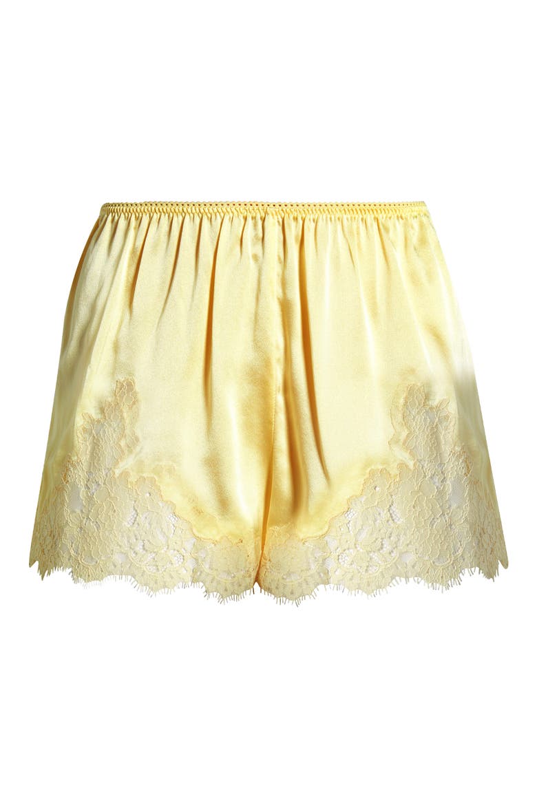 Iona Lace Trim Silk Satin Shorts, Alternate, color, GATEAU