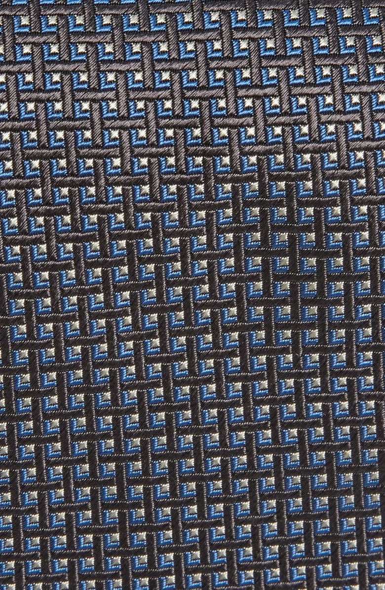David Donahue Geometric Pattern Silk Tie, Alternate, color, Charcoal