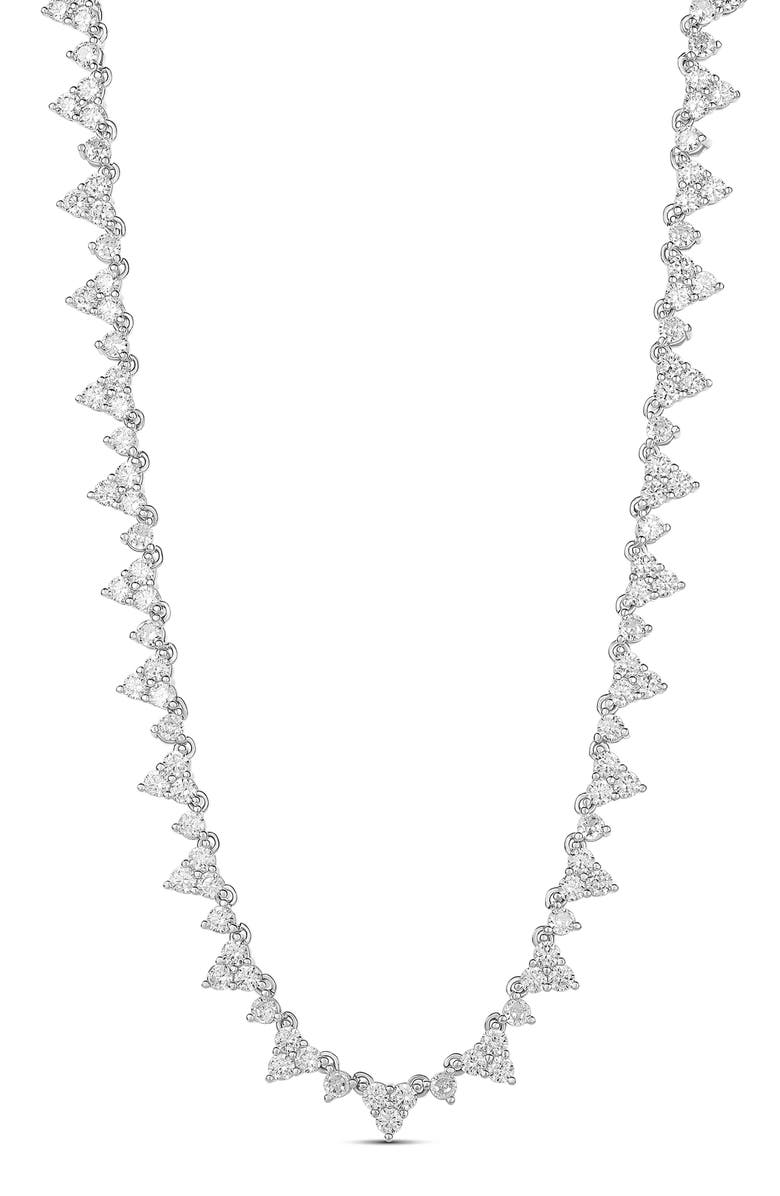 SHYMI Cubic Zirconia Cluster Tennis Necklace, Main, color, Silver