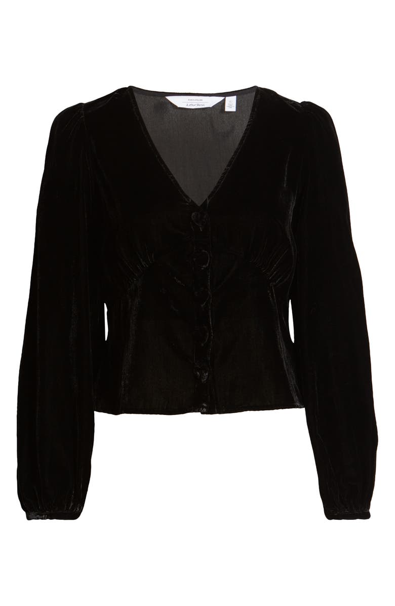 & Other Stories Velvet Button-Up Blouse, Alternate, color, 