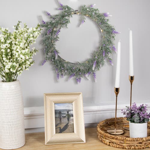 Northlight Pre-lit Battery Operated White Lavender Spring Wreath In Green