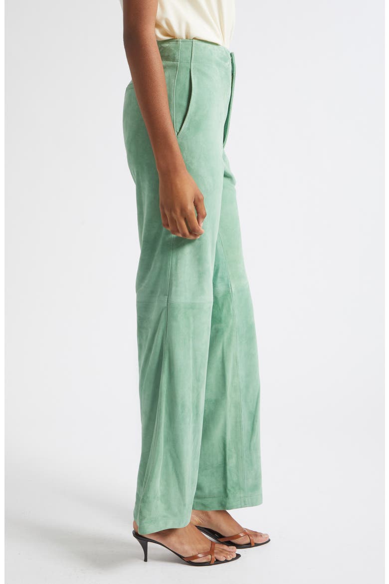 Freja Wide Leg Suede Leather Jeans, Alternate, color, AVENTURINE