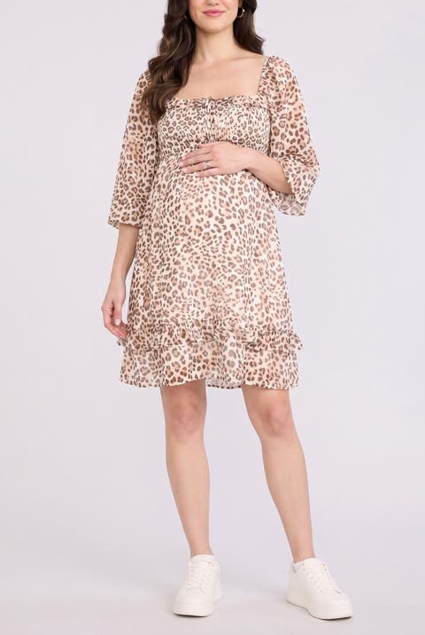 Smocked Babydoll Long Sleeve Mini Dress