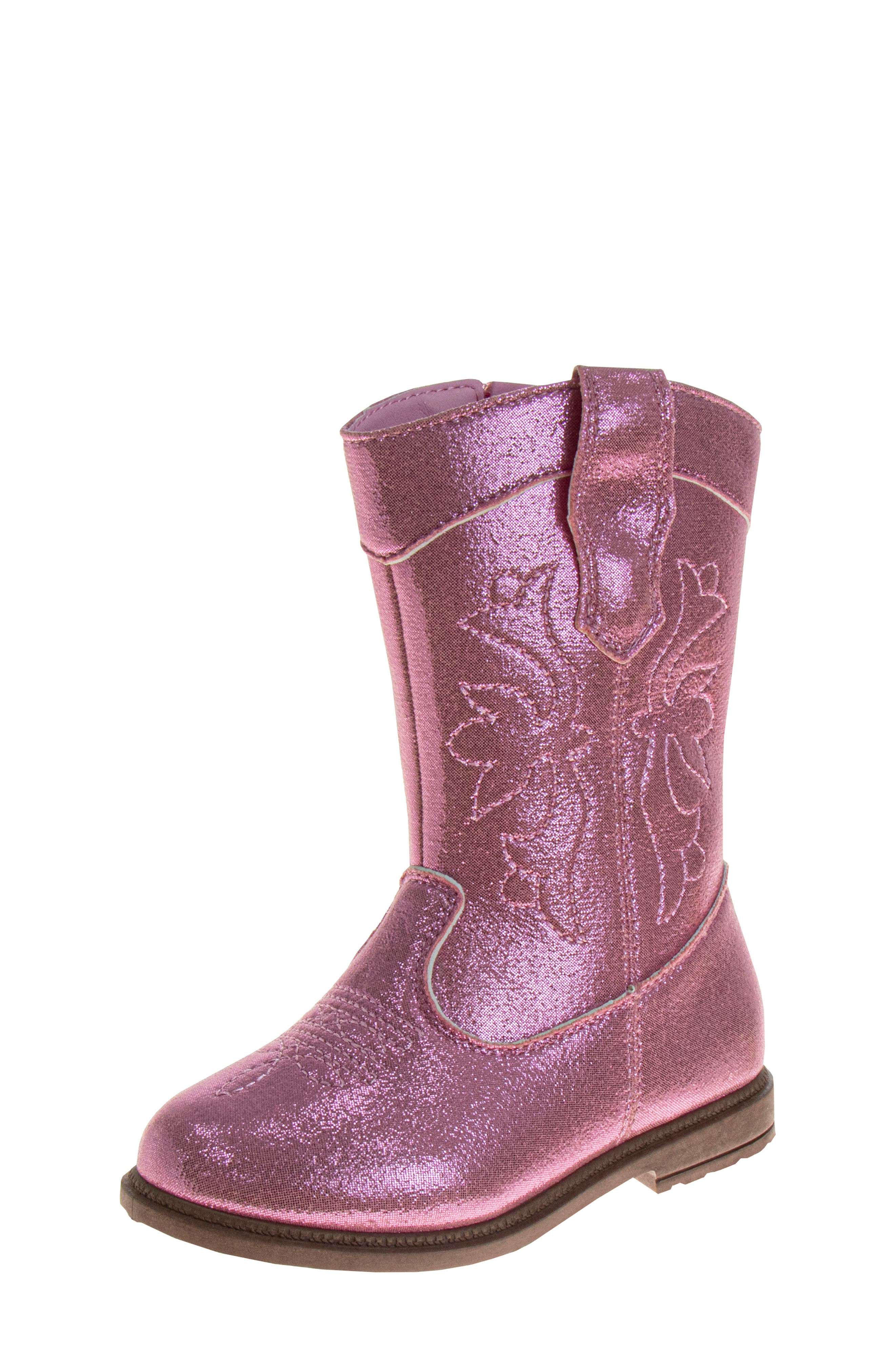 Laura Ashley Kids' Cowgirl Boot, Main, color, Pink Metallic