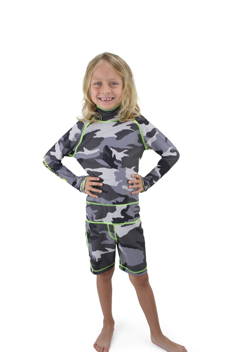TUTUBLUE Boys' One-Piece Swimsuit - UPF 50+, Main, color, Light Gray Camo