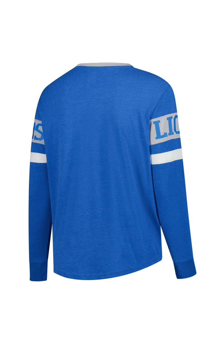 New Era Women's New Era Blue Detroit Lions Plus Size Throwback Lace-Up Long Sleeve T-Shirt, Alternate, color, Blue