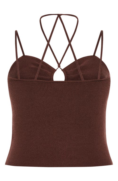City Chic Jez Rib Strappy Camisole In Brown