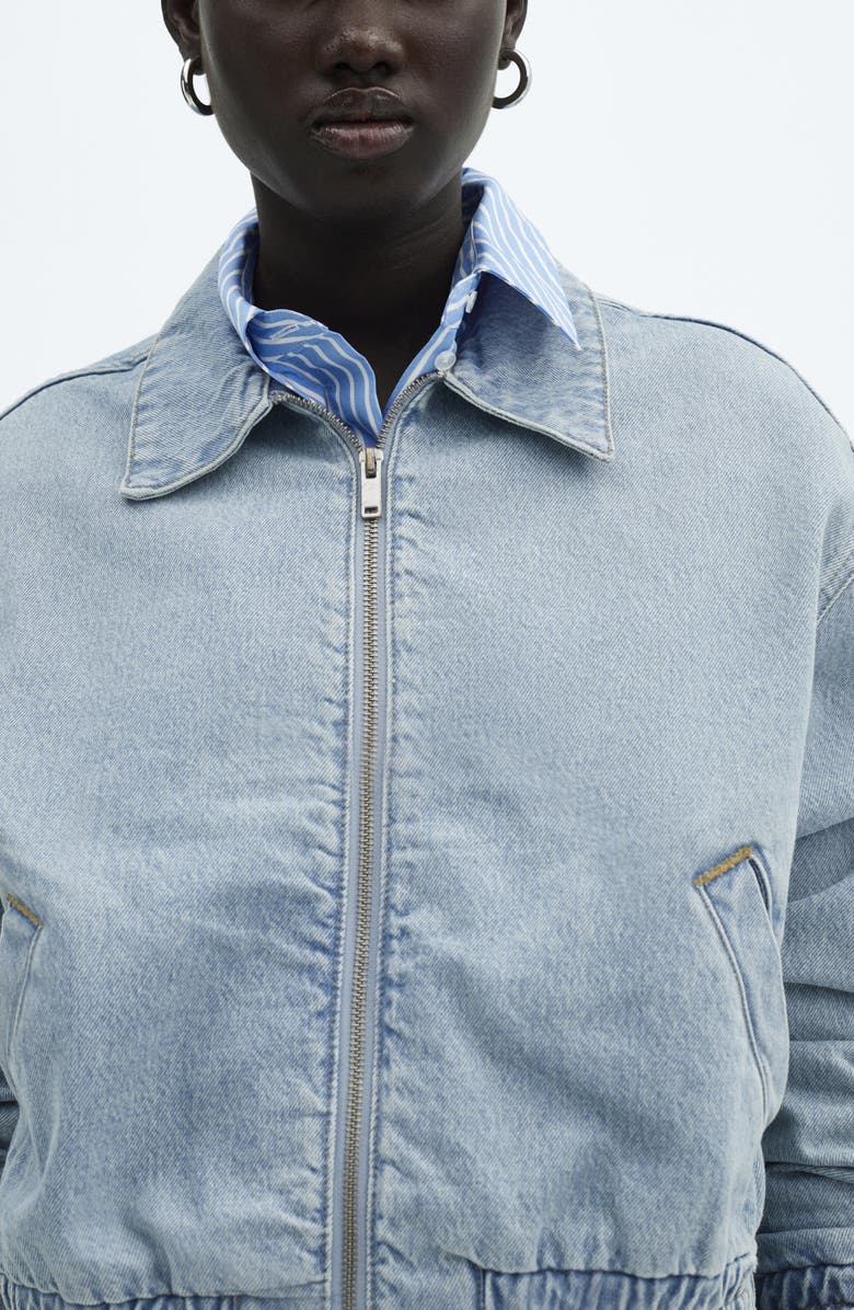 MANGO Denim Bomber Jacket, Alternate, color, Light Blue