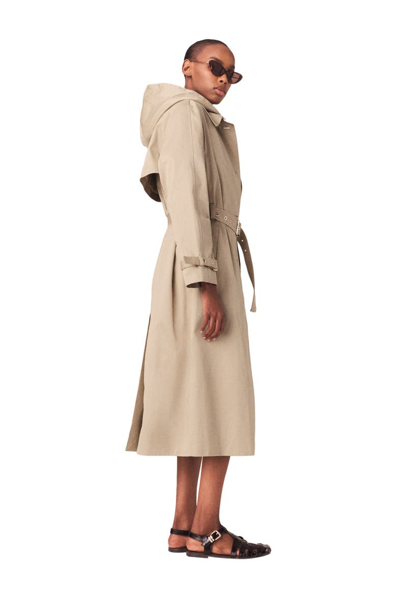 Trench with removable hood, Alternate, color, Camel