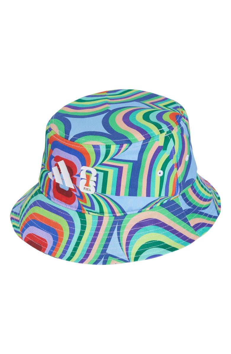adidas FIFA World Cup 2026<sup>™</sup> Rainbow Abstract Stripe Bucket Hat, Main, color, 