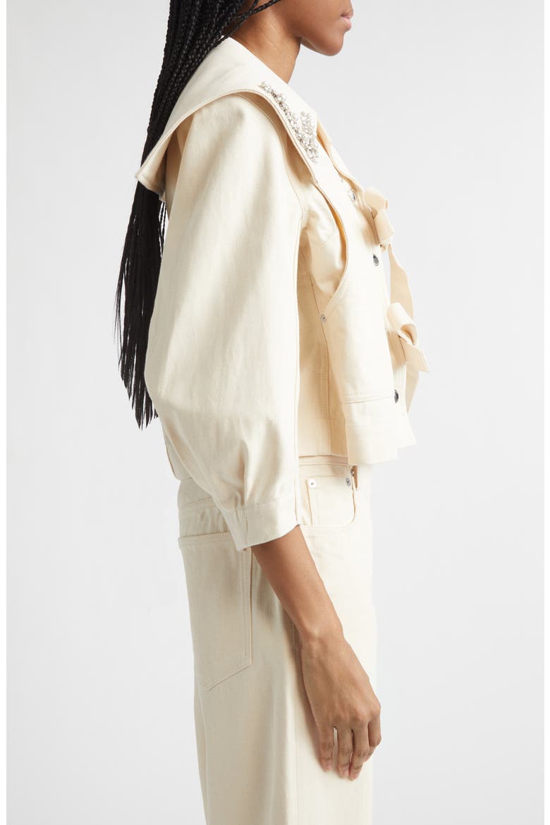 Cropped Sailor Collar Workwear Jacket, Alternate, color, ECRU/ PEARL/ CLEAR