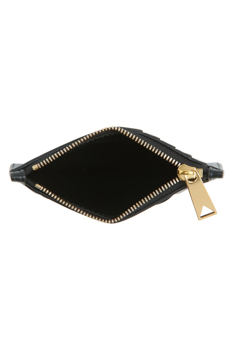 Intrecciato Leather Zip Card Case, Alternate, color, 8425 BLACK-GOLD