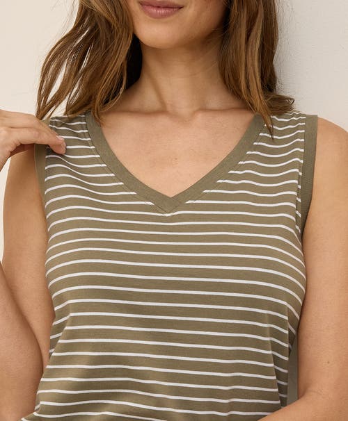 Pact Organic Cotton Softspun V-neck Tank In Costa Mesa Stripe