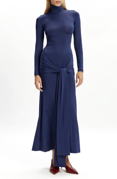 Alix Tie Front Long Sleeve Maxi Dress