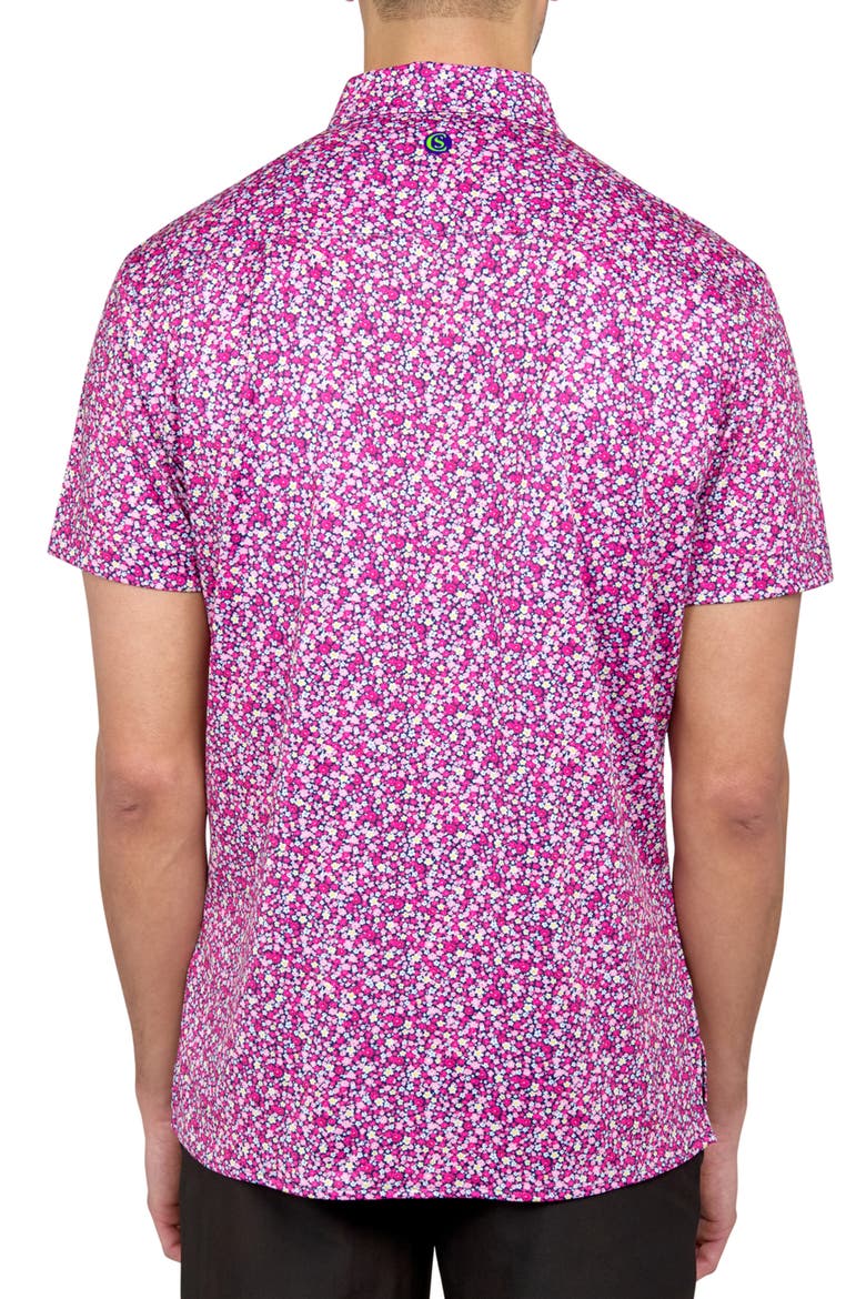 Micro Floral Print Performance Button-Down Shirt, Alternate, color, MULTI