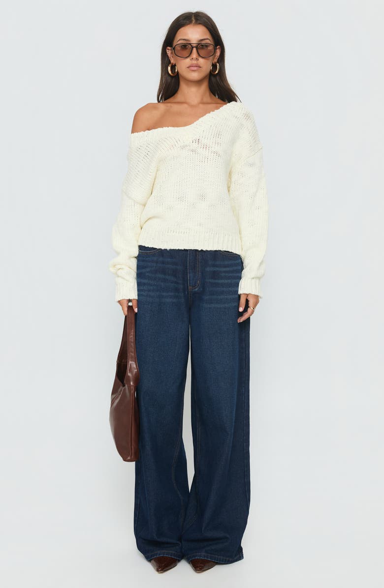 Princess Polly Talassa One-Shoulder Sweater, Alternate, color, White