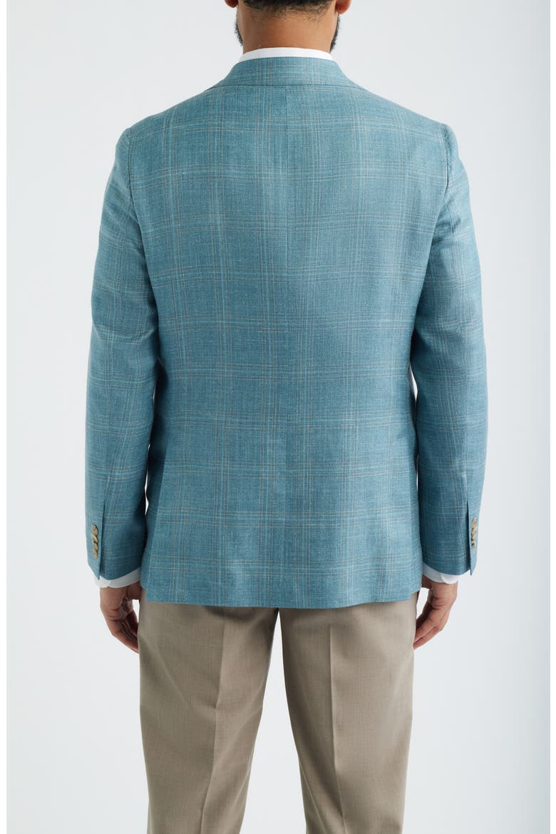 Midland Contemporary Fit Teal Plaid Slub Wool Blend Sport Coat, Alternate, color, TEAL