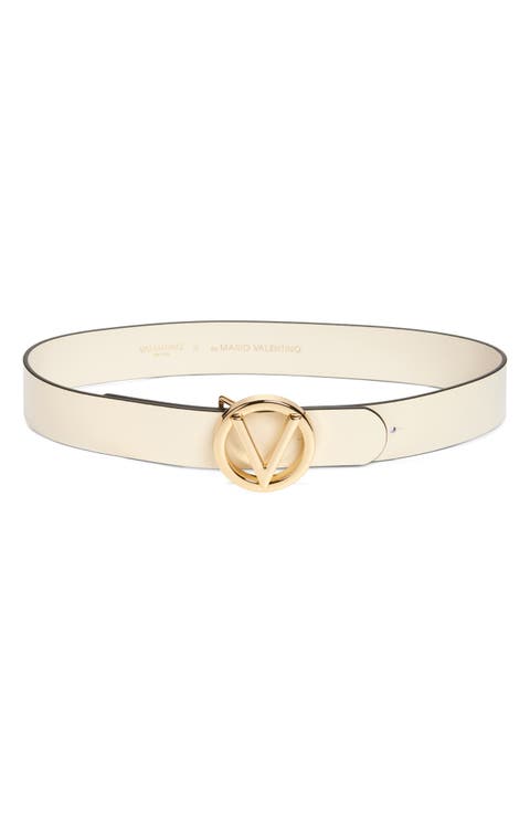 Giusy Logo Buckle Leather Belt
