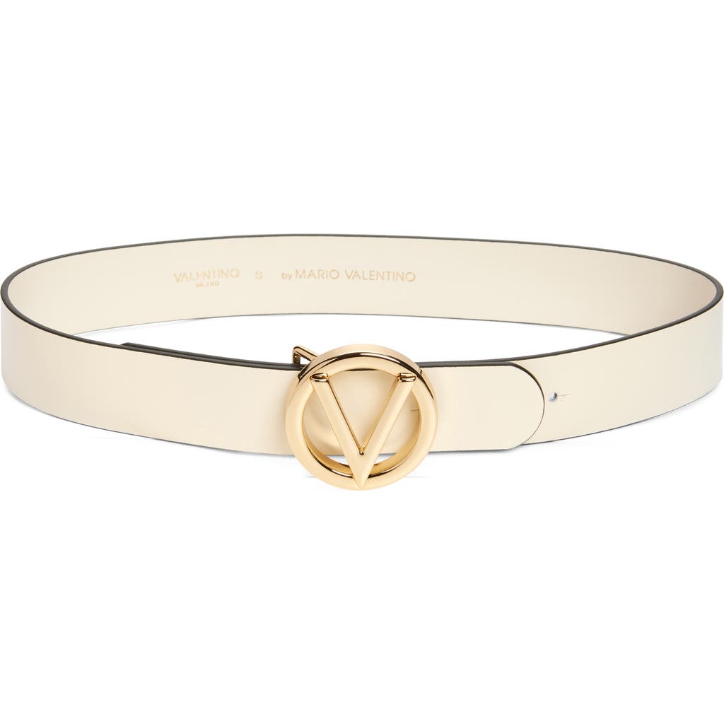 Valentino By Mario Valentino Giusy Logo Buckle Leather Belt In Marshmallow