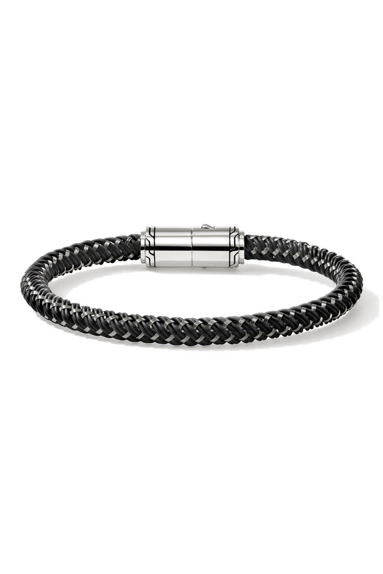 Cord Bracelet, Sterling Silver, Rubber, Alternate, color, SILVER/ BLACK