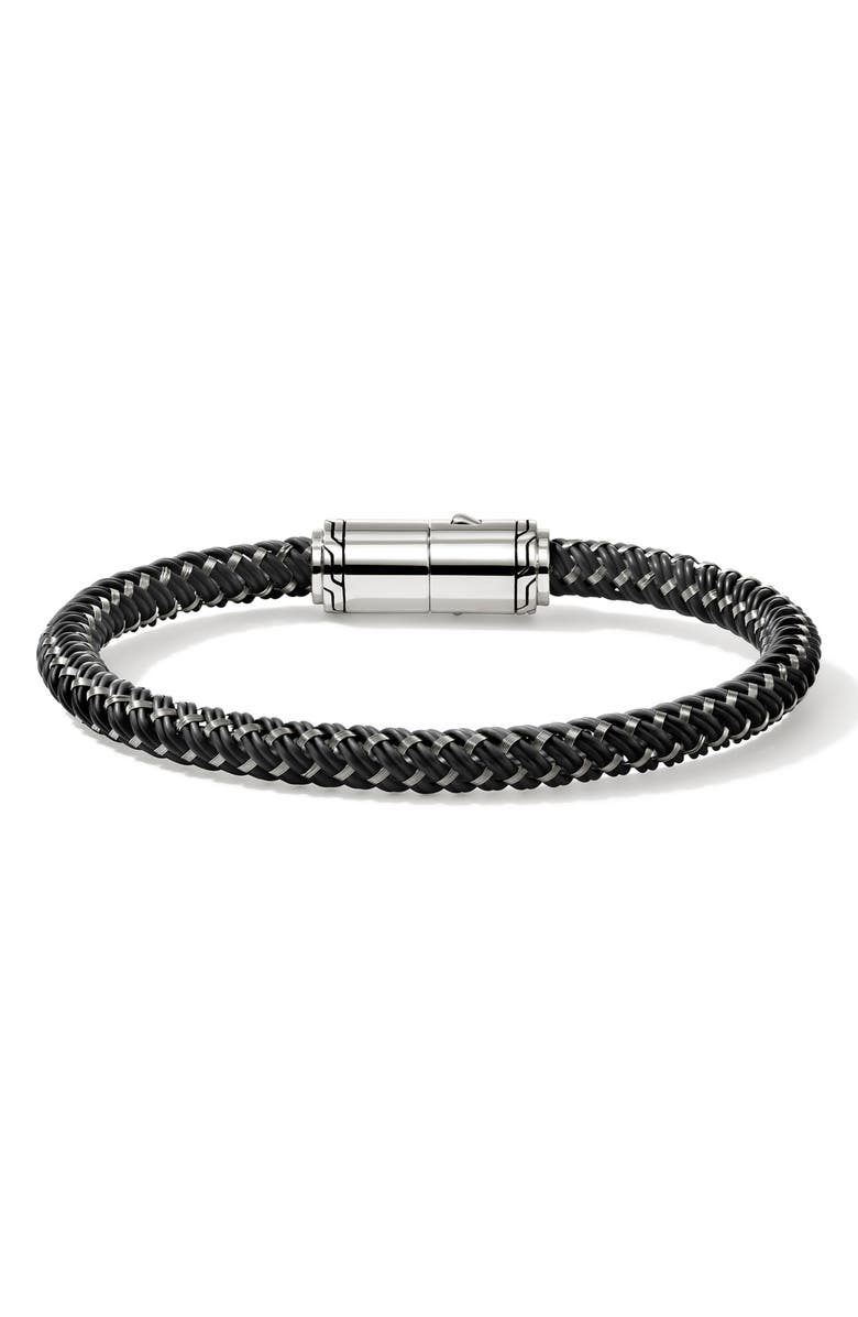 John Hardy Cord Bracelet, Sterling Silver, Rubber, Alternate, color, Silver/ Black