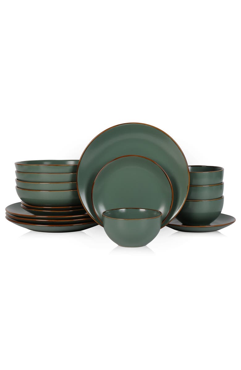 Stone Lain Brasa Stoneware 16-Piece Dinnerware Set, Main, color, Green