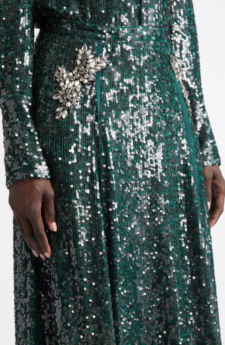 Erdem Crystal Embellished Sequin Midi Skirt, Alternate, color, 