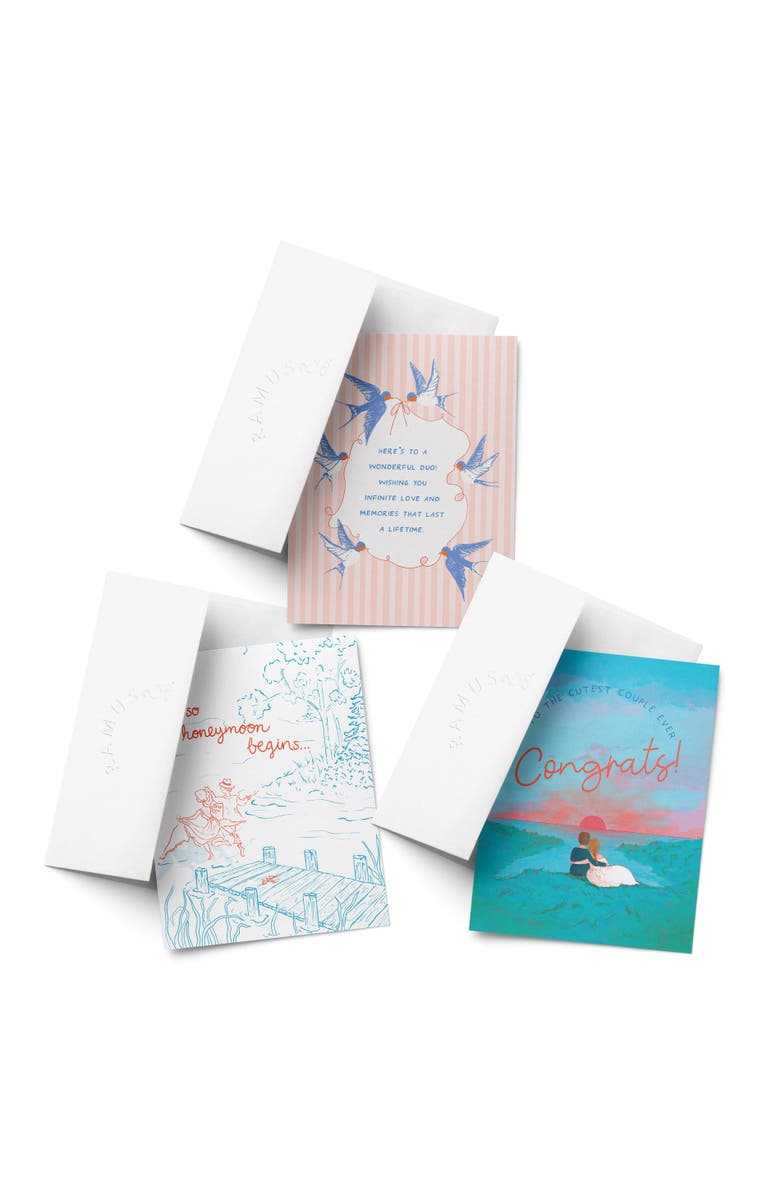 Ramus & Co Wedding Greeting Card Pack Sets (3 ct, Assorted) Swallows Wedding Wishes, Honeymoon, Cutest Couple Ever, Main, color, Multi-Pack
