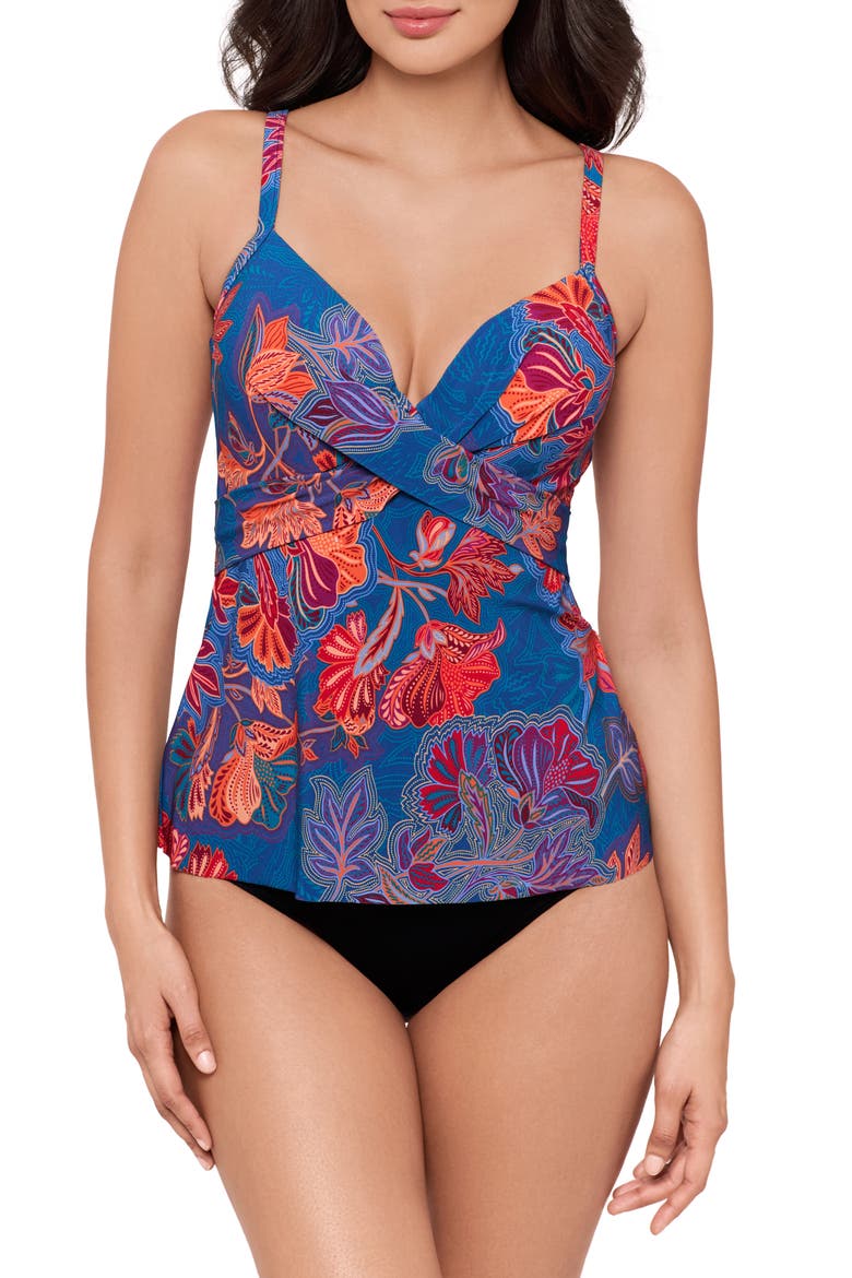 Decoupage Allura Underwire Tankini Top, Main, color, MULTI