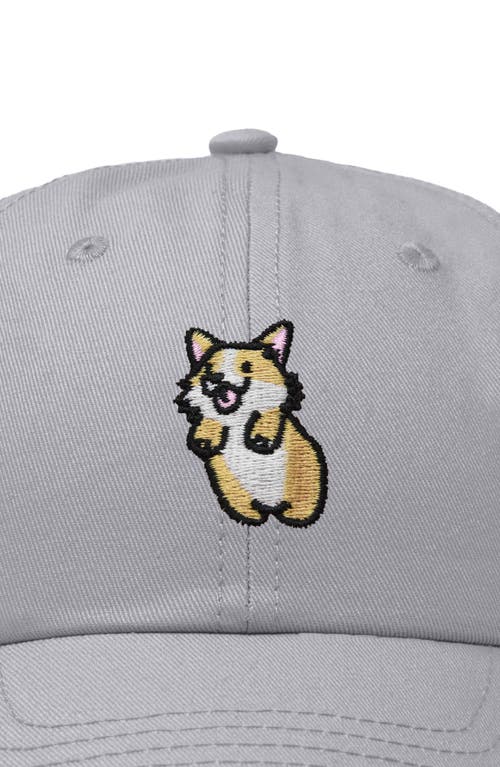 Dalix Leaping Corgi Embroidered Cap In Gray